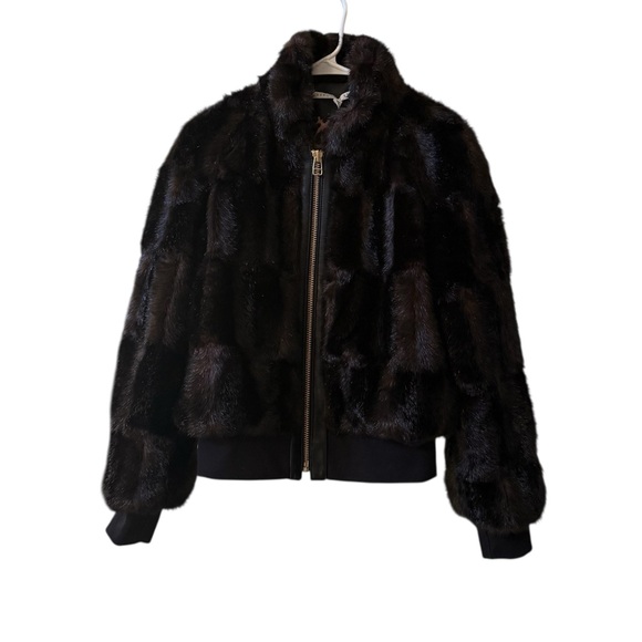 VERONICA BEARD Bellfire Faux Fur Bomber Jacket Dark Brown Sz XS - Picture 3 of 8